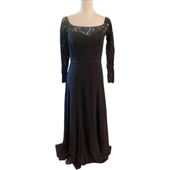 Love by Theia Black Lace Bodice Off-the-shoulder Gown Size 8 MSRP: $320 - Picture 5 of 9